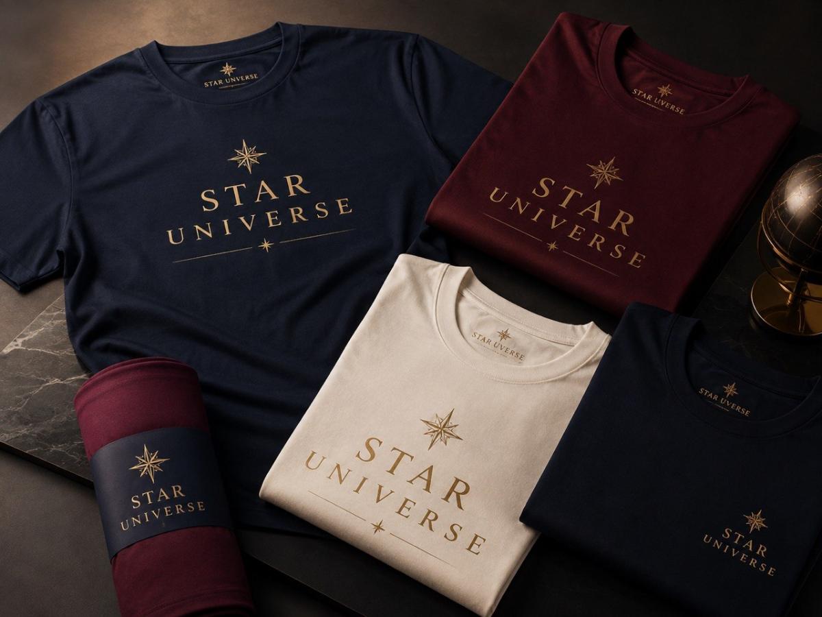 Футболки STAR UNIVERSE: navy и bordeaux с золотым брендированием
